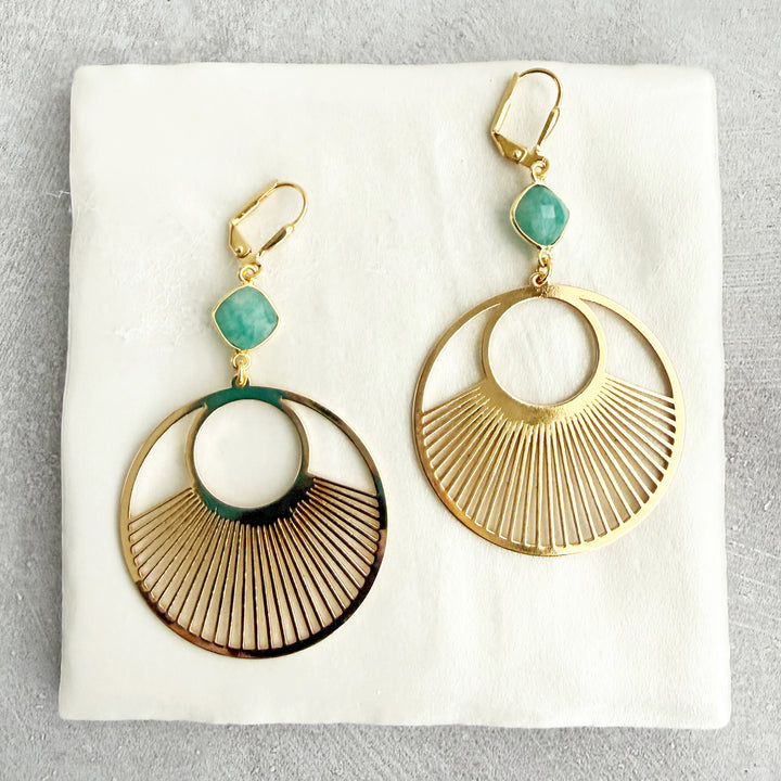 Amazonite Sunbeam Hoop Earrings