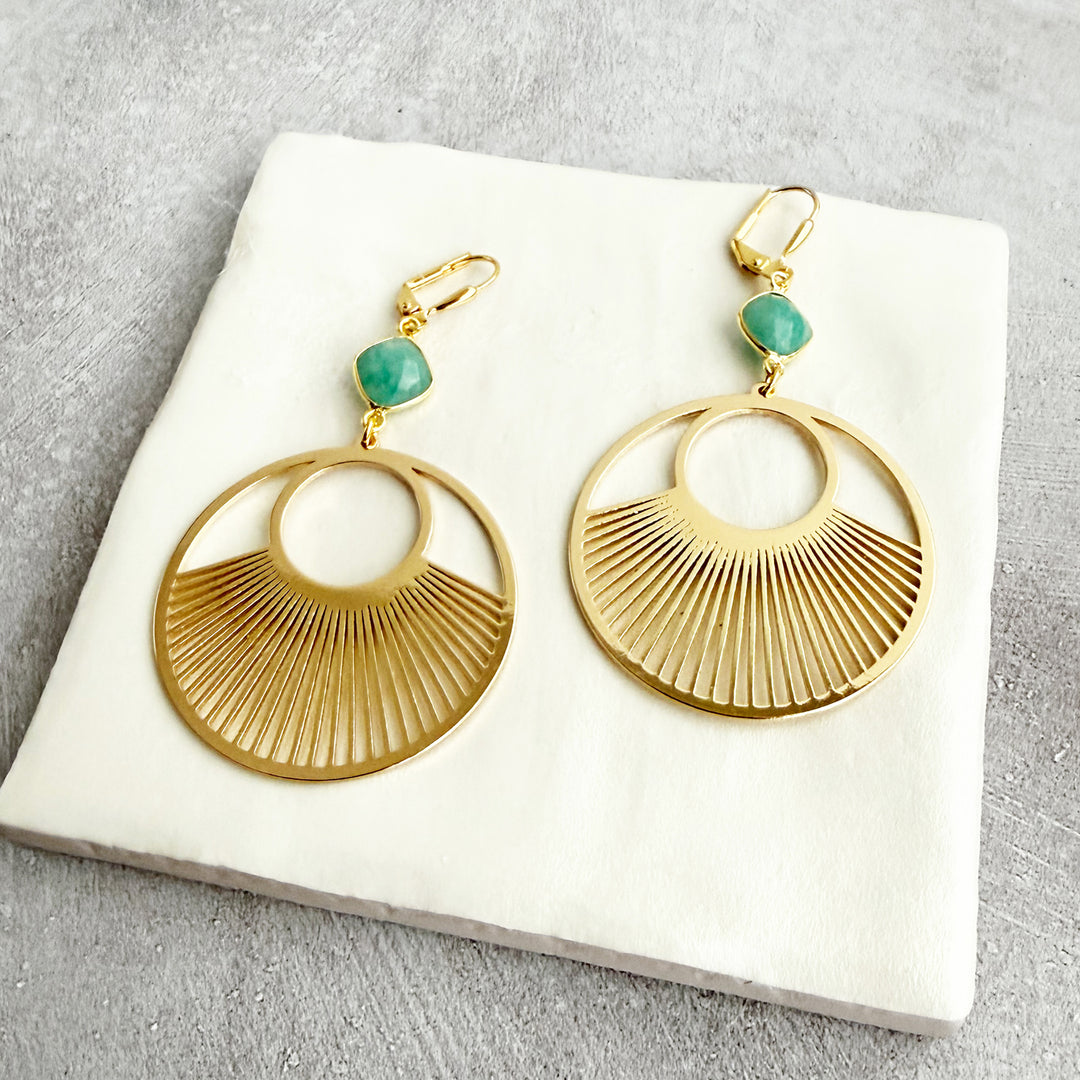 Amazonite Sunbeam Hoop Earrings