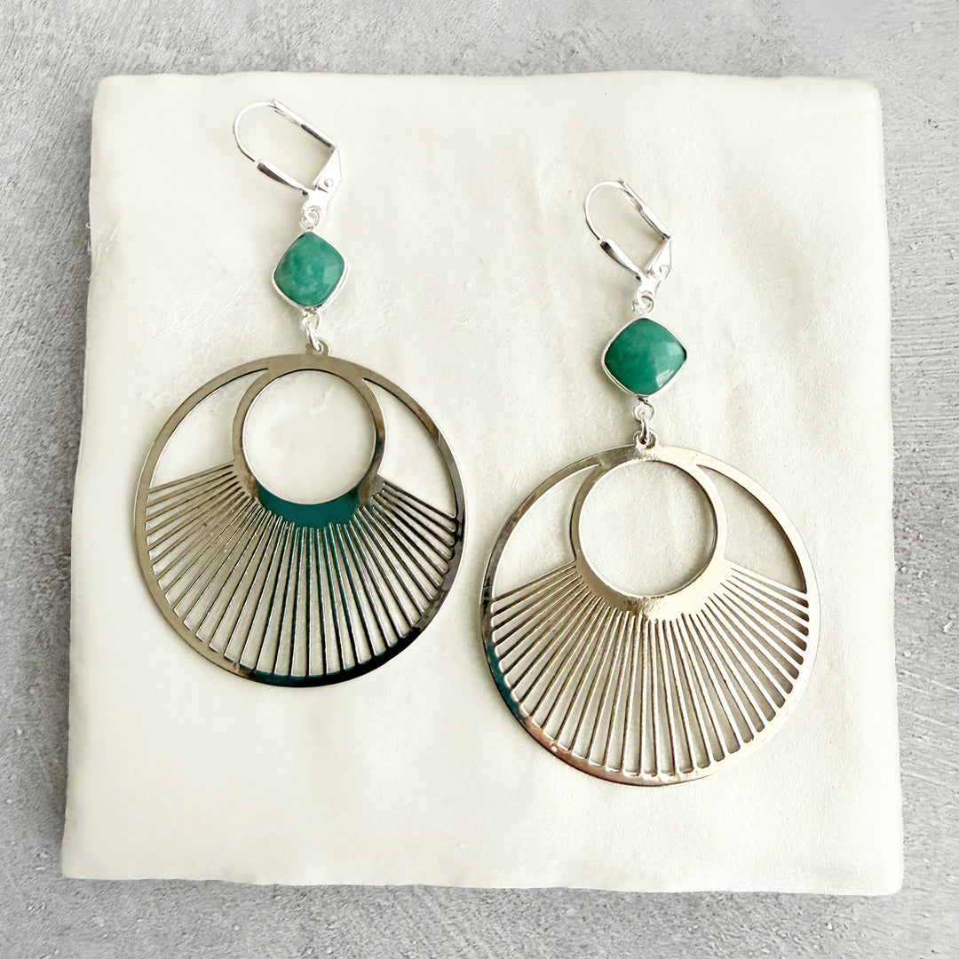 Amazonite Sunbeam Hoop Earrings