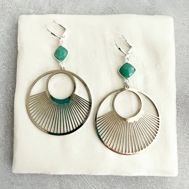 Amazonite Sunbeam Hoop Earrings