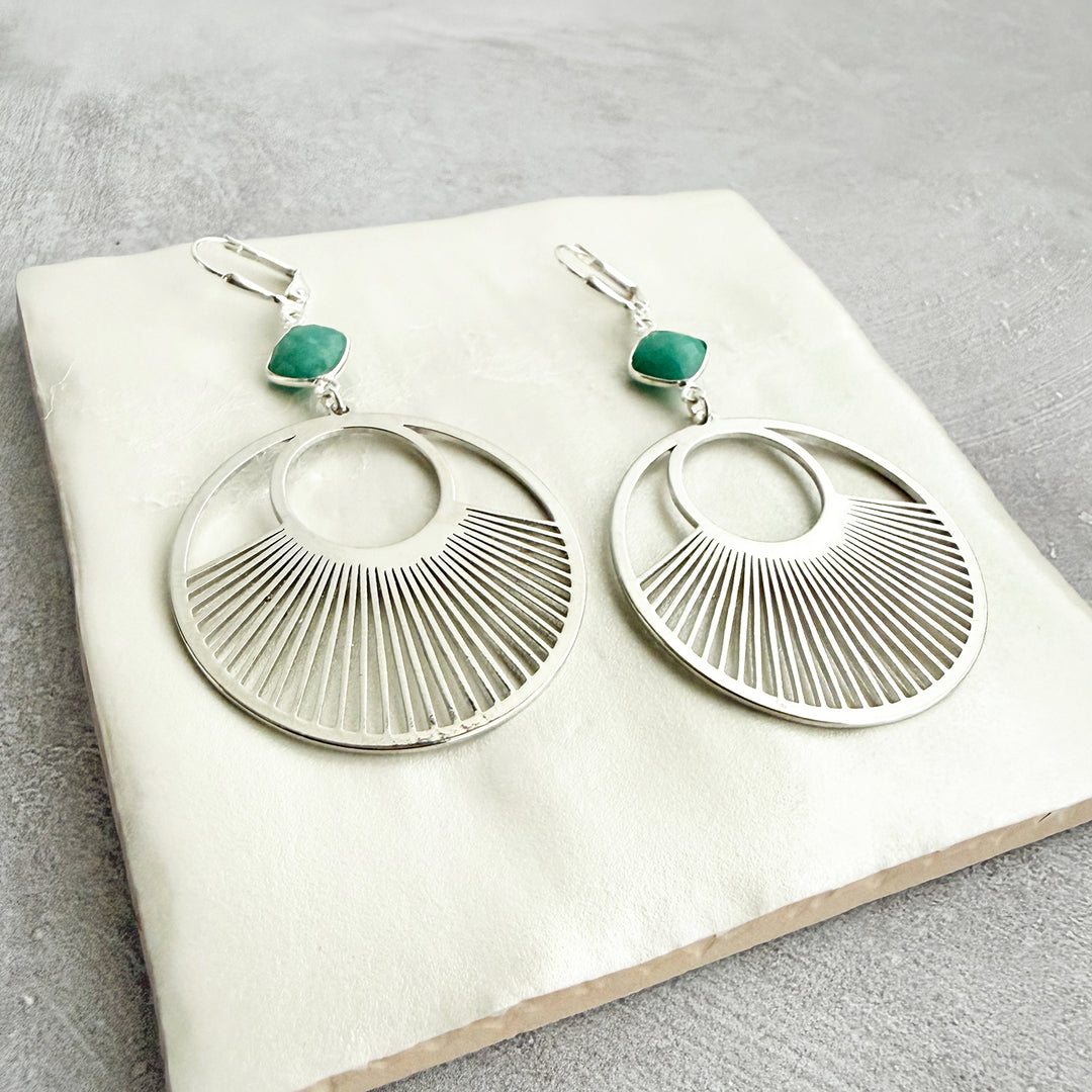 Amazonite Sunbeam Hoop Earrings