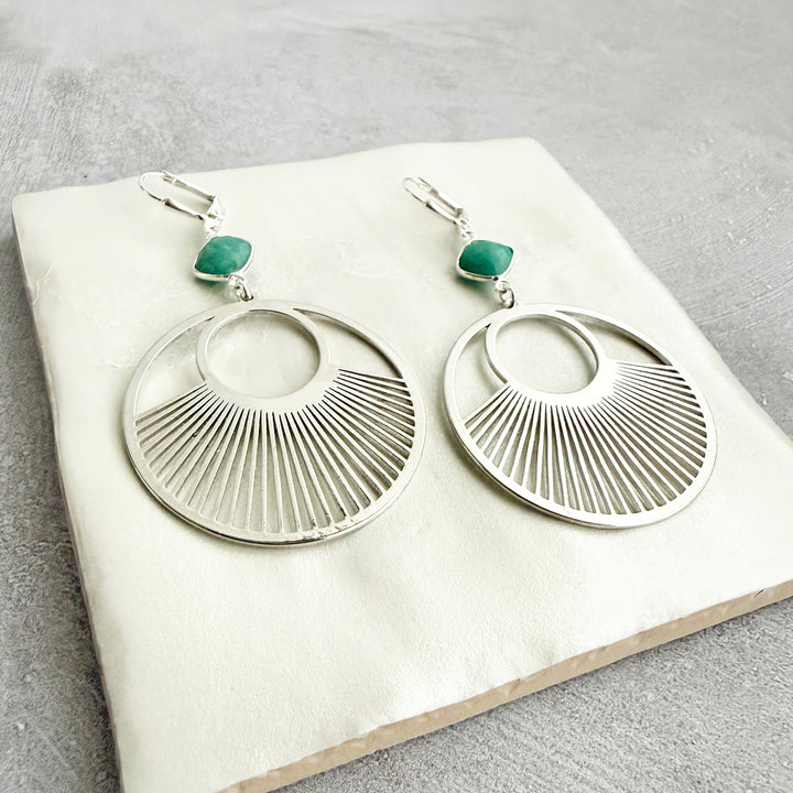 Amazonite Sunbeam Hoop Earrings