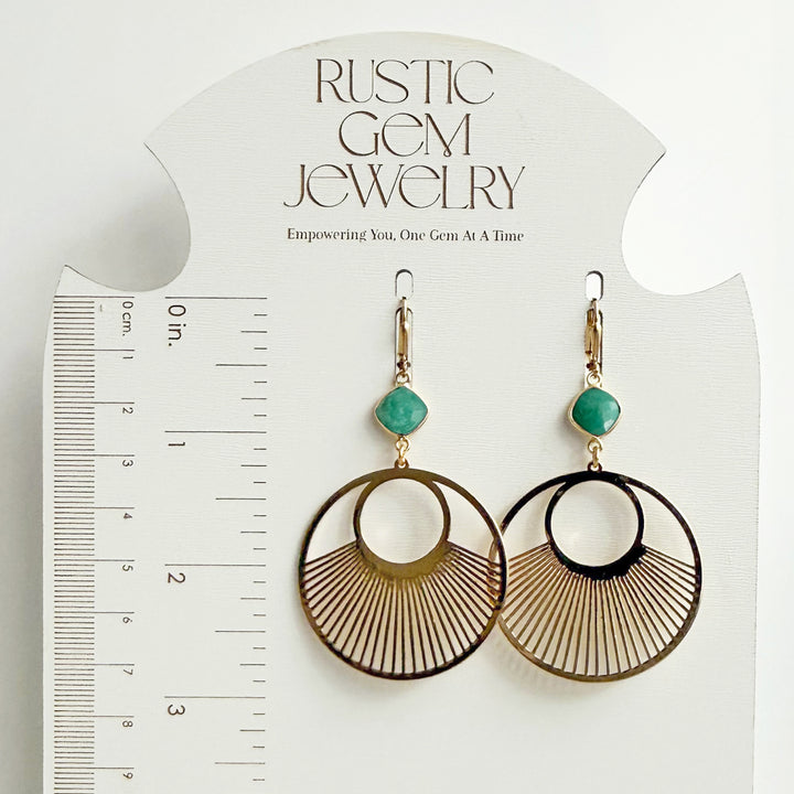 Amazonite Sunbeam Hoop Earrings