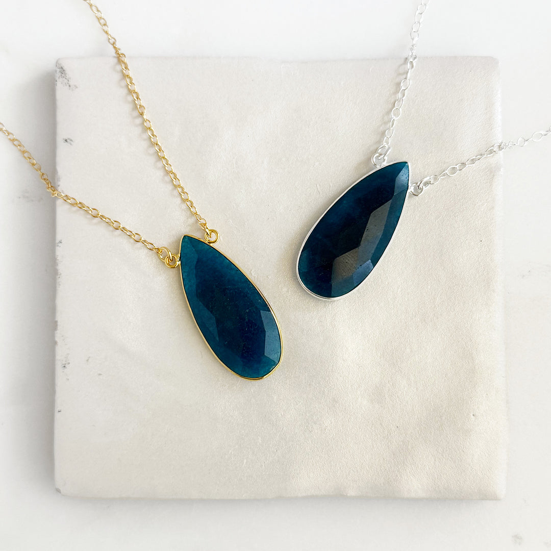 Apatite Teardrop Bezel Statement Necklace