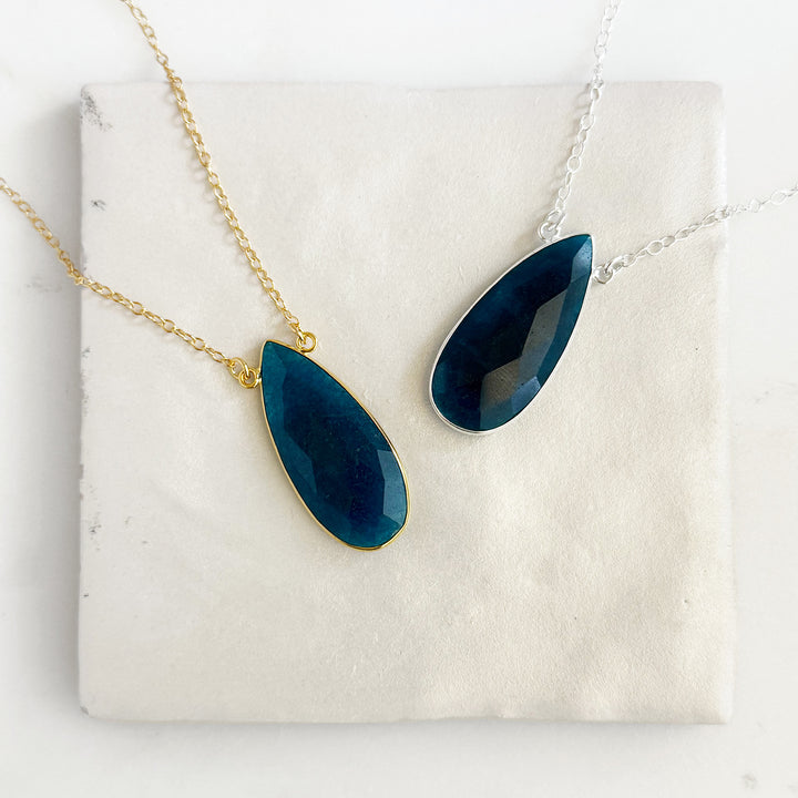 Apatite Teardrop Bezel Statement Necklace