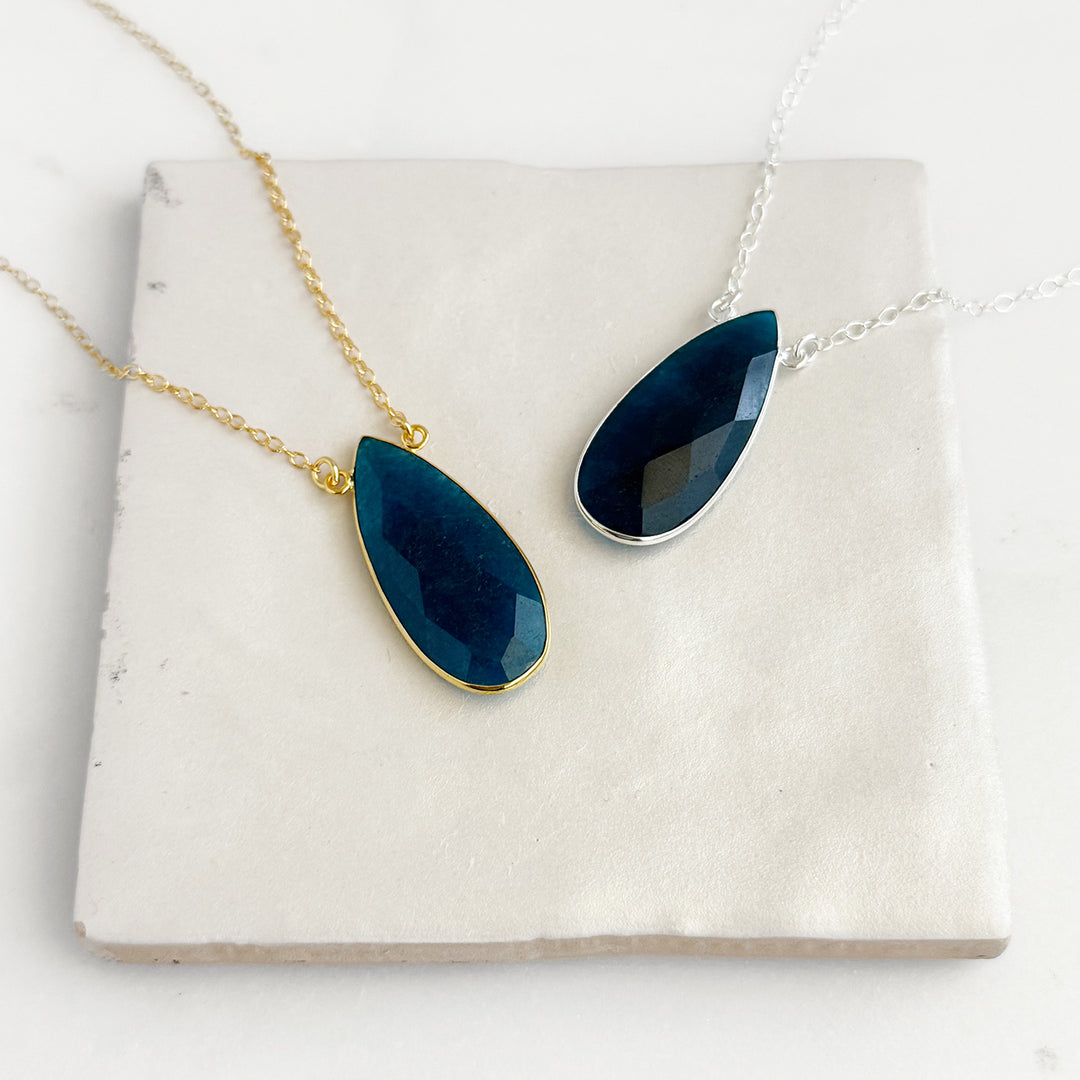 Apatite Teardrop Bezel Statement Necklace