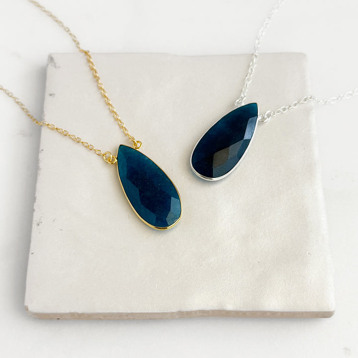 Apatite Teardrop Bezel Statement Necklace