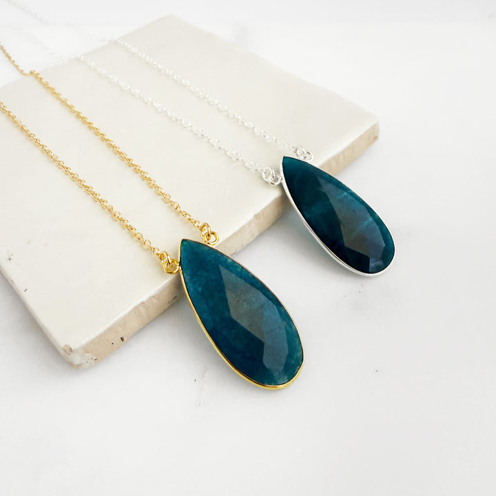 Apatite Teardrop Bezel Statement Necklace