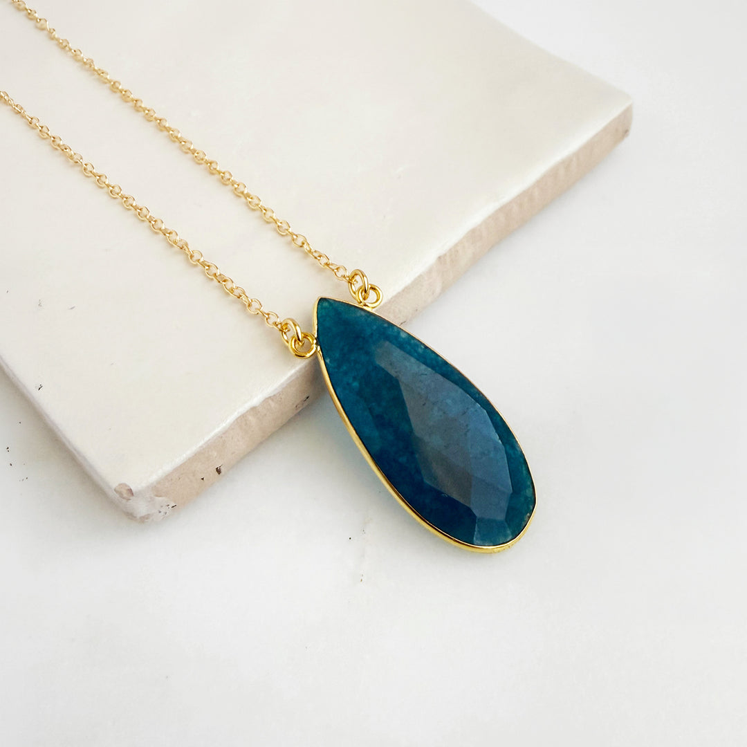 Apatite Teardrop Bezel Statement Necklace