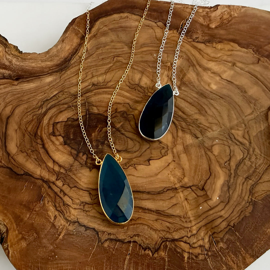 Apatite Teardrop Bezel Statement Necklace