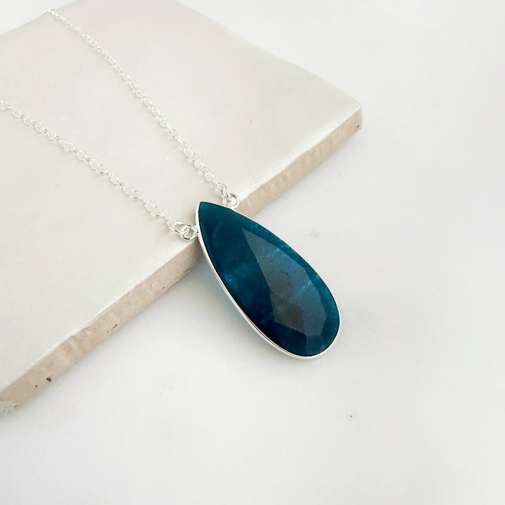 Apatite Teardrop Bezel Statement Necklace
