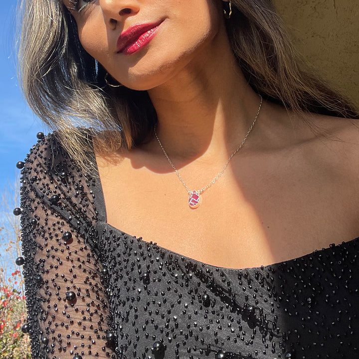 Burgundy Mojave Teardrop Necklace in 14k Gold Filled and Sterling Silver