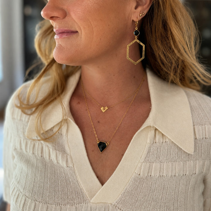 Black Onyx Triangle Bezel Necklace