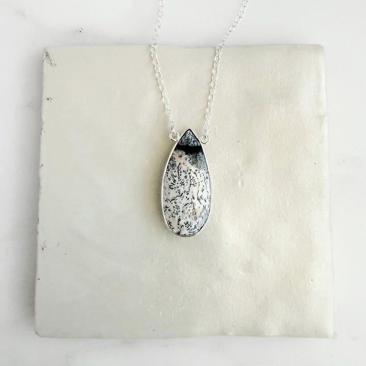 Dendrite Opal Teardrop Bezel Statement Necklace