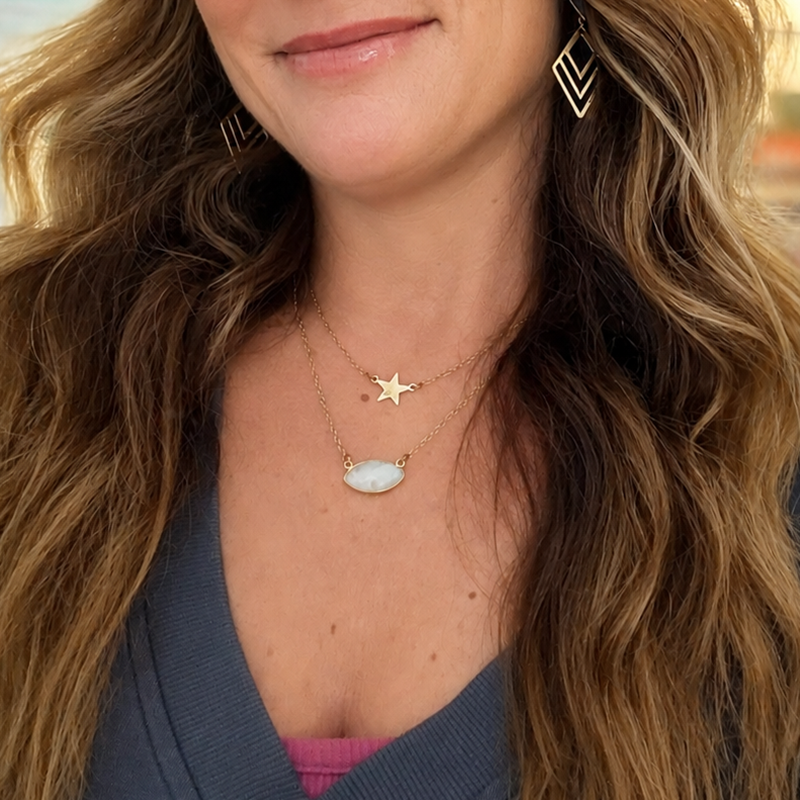 Faceted Moonstone Marquise Necklace in 14k Gold Filled