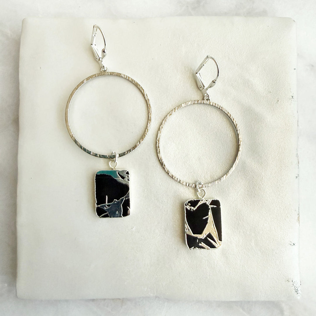 Freeform Black Mojave Slice Hoop Dangle Earrings
