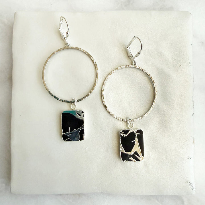 Freeform Black Mojave Slice Hoop Dangle Earrings