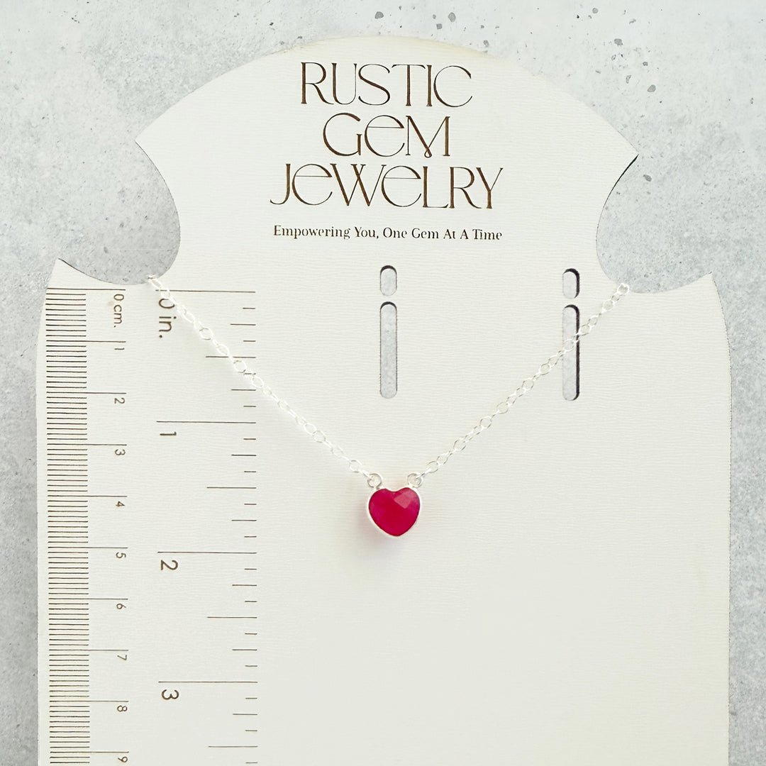 Fuchsia Chalcedony Heart Necklace