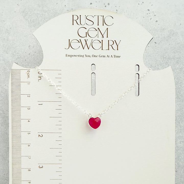 Fuchsia Chalcedony Heart Necklace