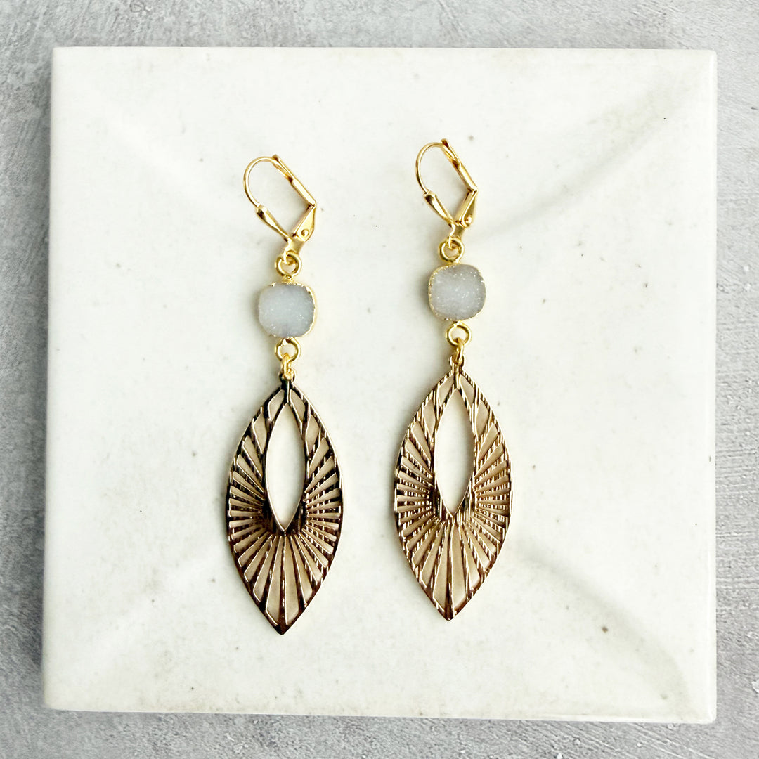 Gray Druzy Sunbeam Marquise Earrings