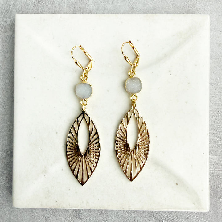 Gray Druzy Sunbeam Marquise Earrings