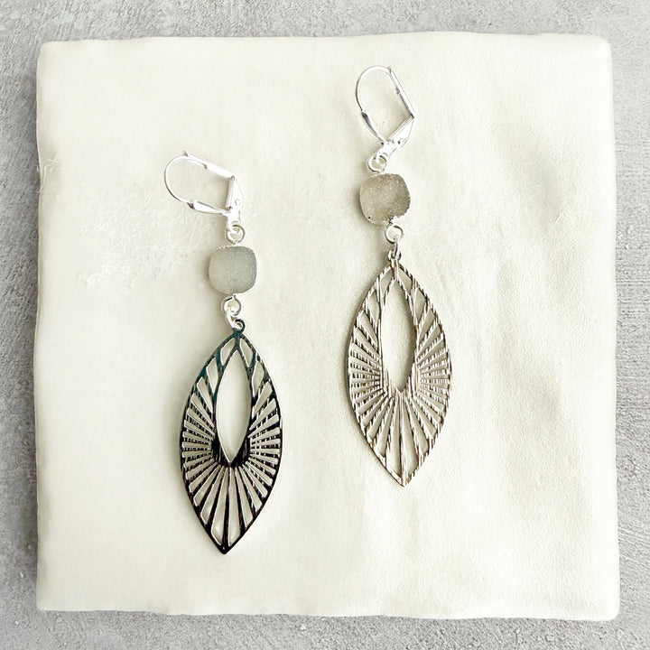 Gray Druzy Sunbeam Marquise Earrings