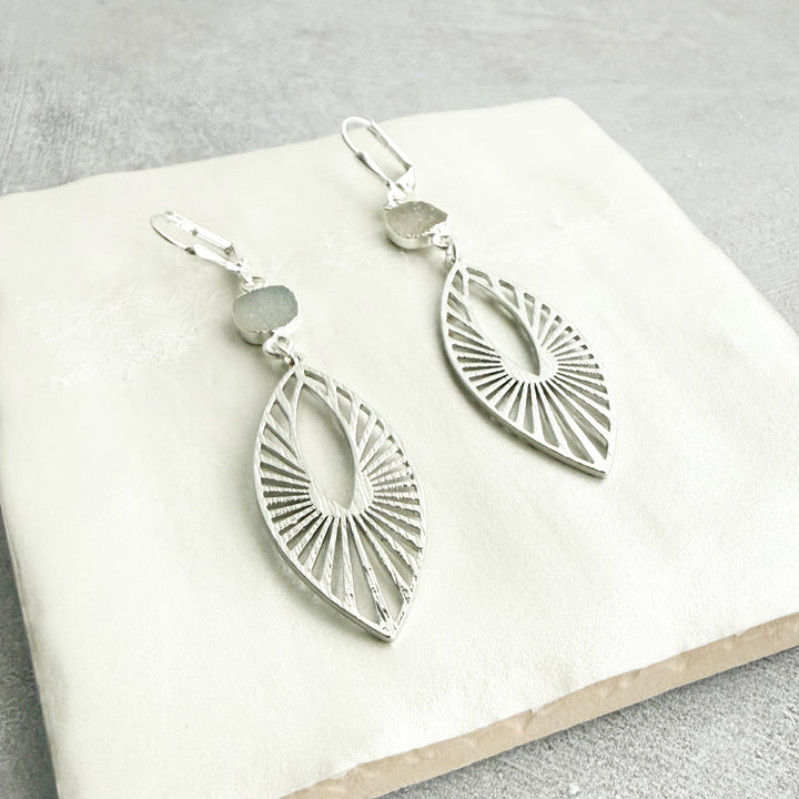 Gray Druzy Sunbeam Marquise Earrings