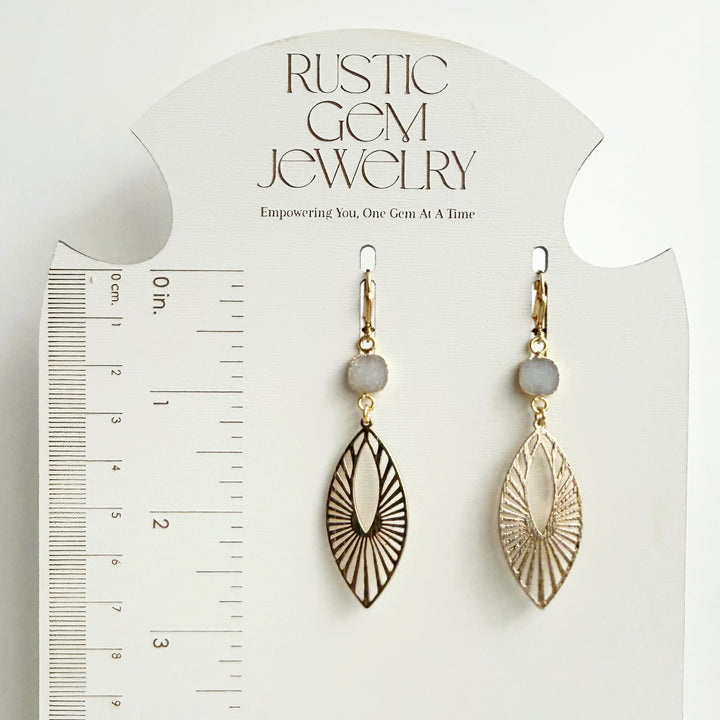 Gray Druzy Sunbeam Marquise Earrings