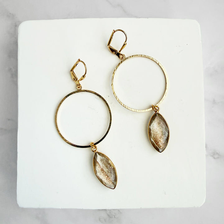 Copper Infused Hoop Dangle Earrings in Brushed Gold
