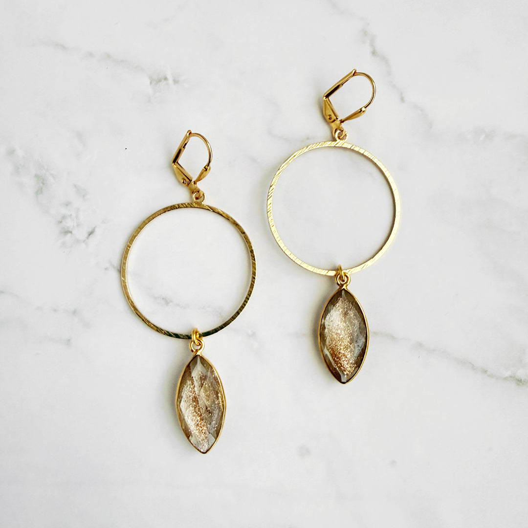 Copper Infused Hoop Dangle Earrings in Brushed Gold