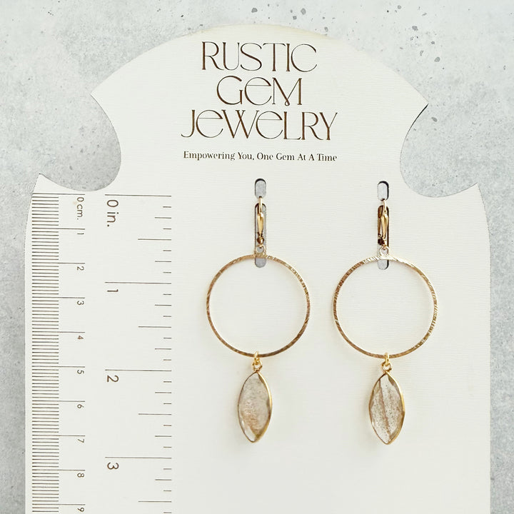 Copper Infused Hoop Dangle Earrings in Brushed Gold