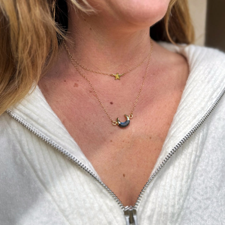Small Labradorite Horn Necklace