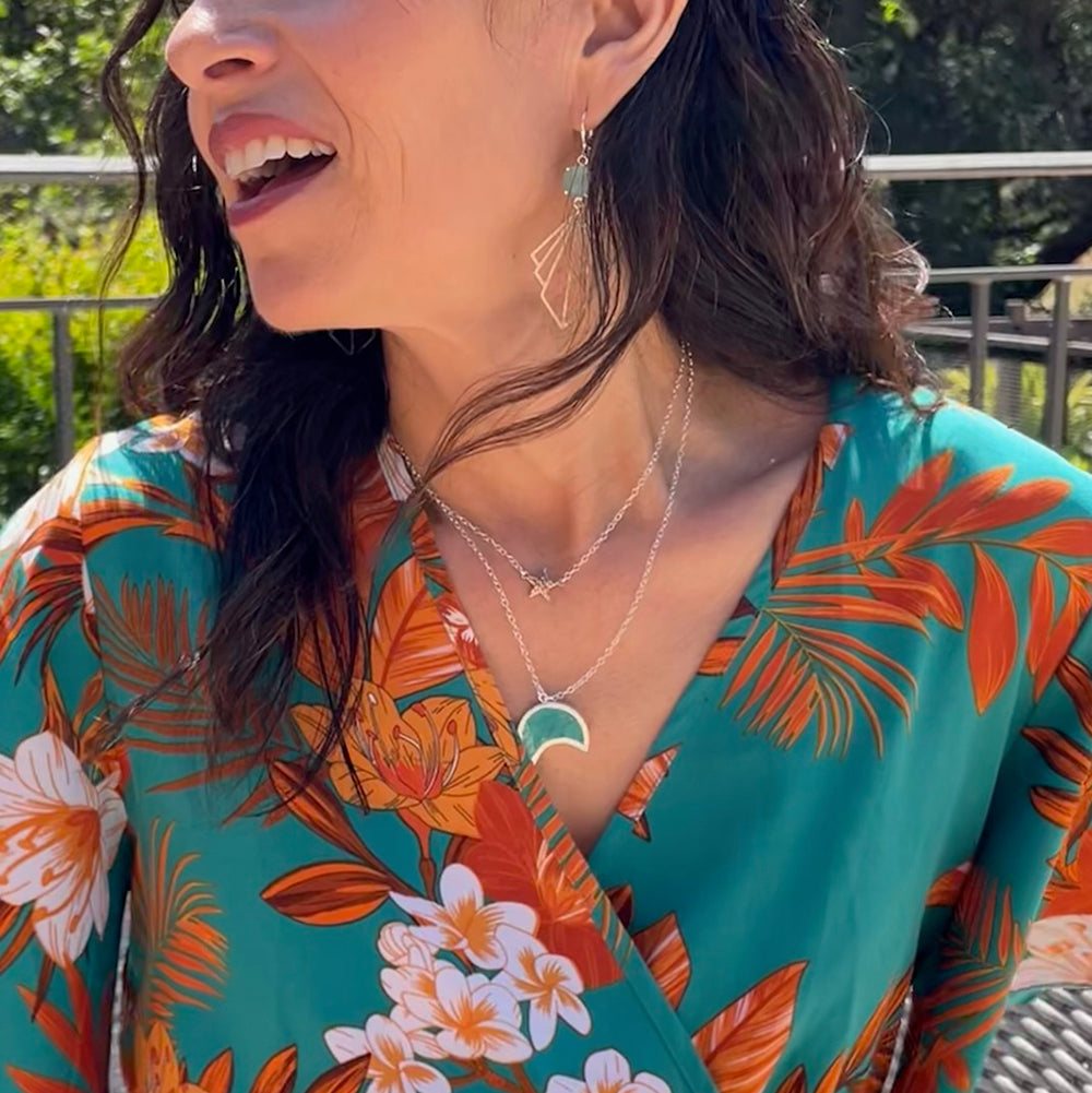 Tibetan Turquoise Crescent Moon Statement Necklace