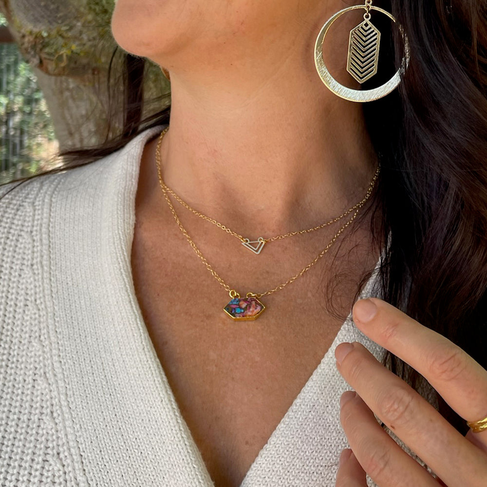 Double Triangle Layering Necklace in 14k Gold Filled