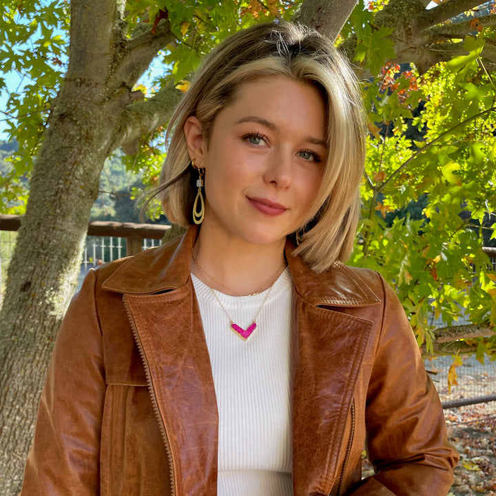 Druzy Chevron Necklace in 14k Gold Filled