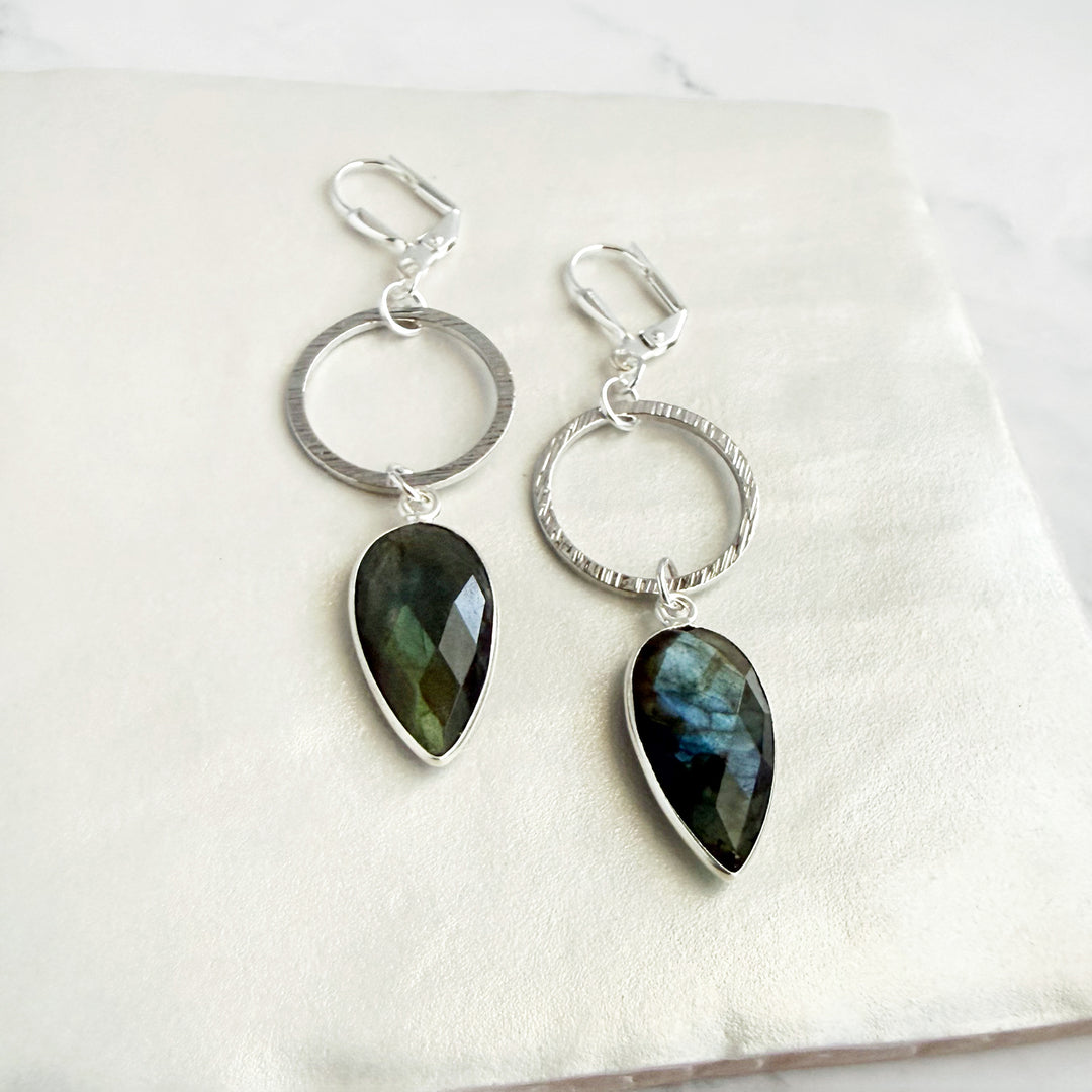 Labradorite Marquise Hoop Dangle Earrings
