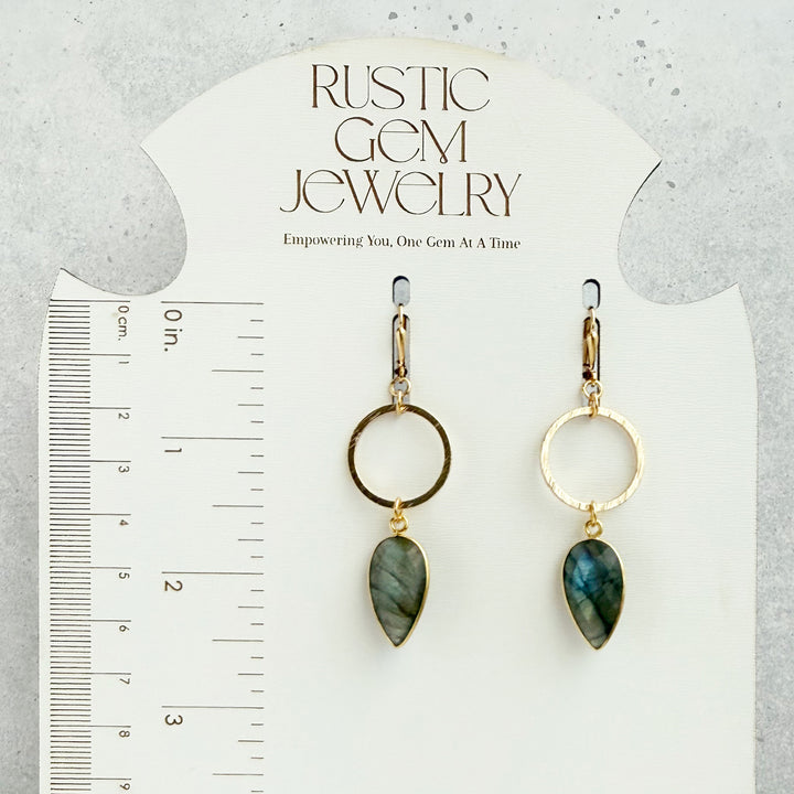 Labradorite Marquise Hoop Dangle Earrings