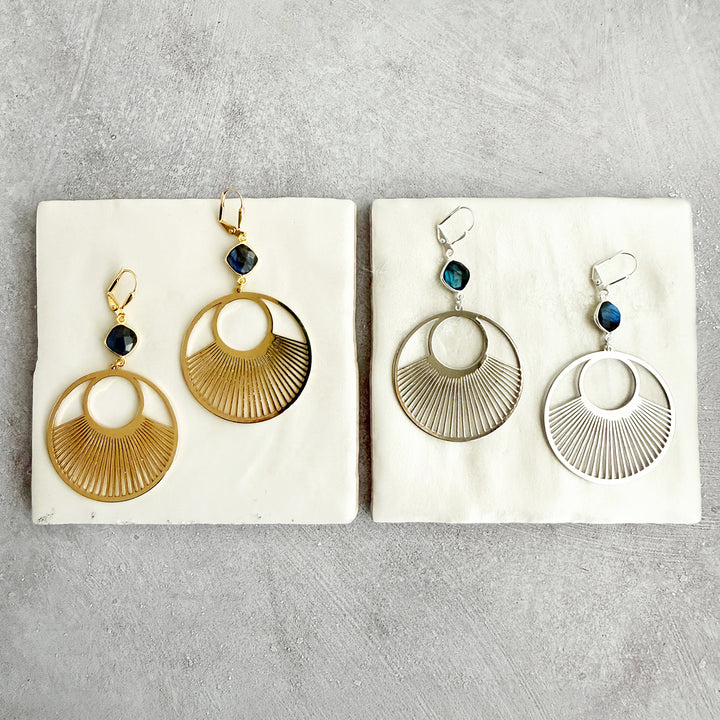 Labradorite Sunbeam Hoop Earrings