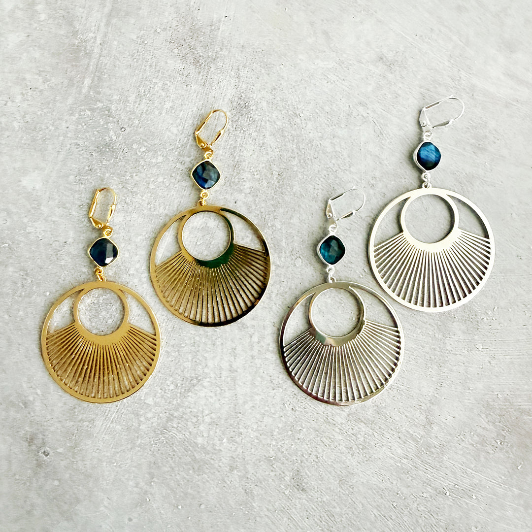 Labradorite Sunbeam Hoop Earrings