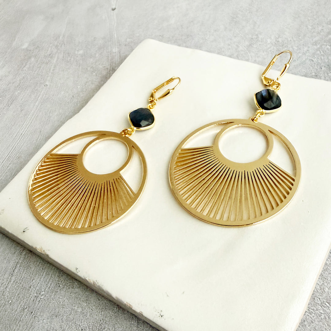 Labradorite Sunbeam Hoop Earrings