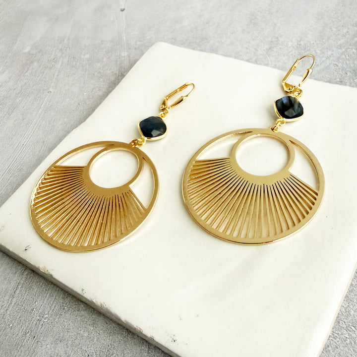 Labradorite Sunbeam Hoop Earrings