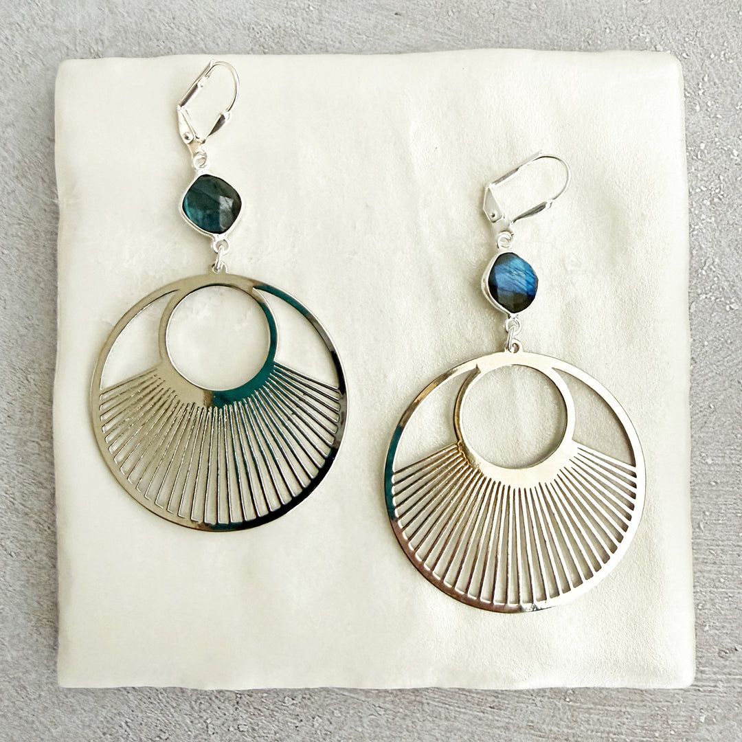 Labradorite Sunbeam Hoop Earrings