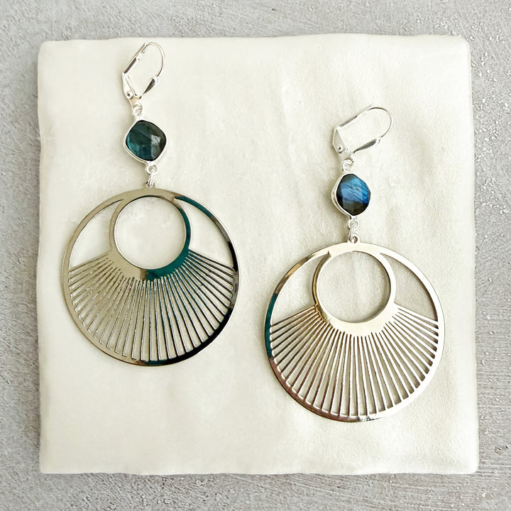 Labradorite Sunbeam Hoop Earrings