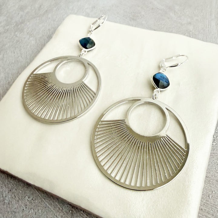 Labradorite Sunbeam Hoop Earrings