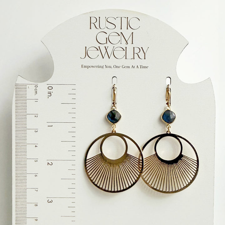 Labradorite Sunbeam Hoop Earrings