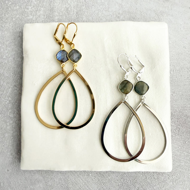 Labradorite Teardrop Statement Earrings