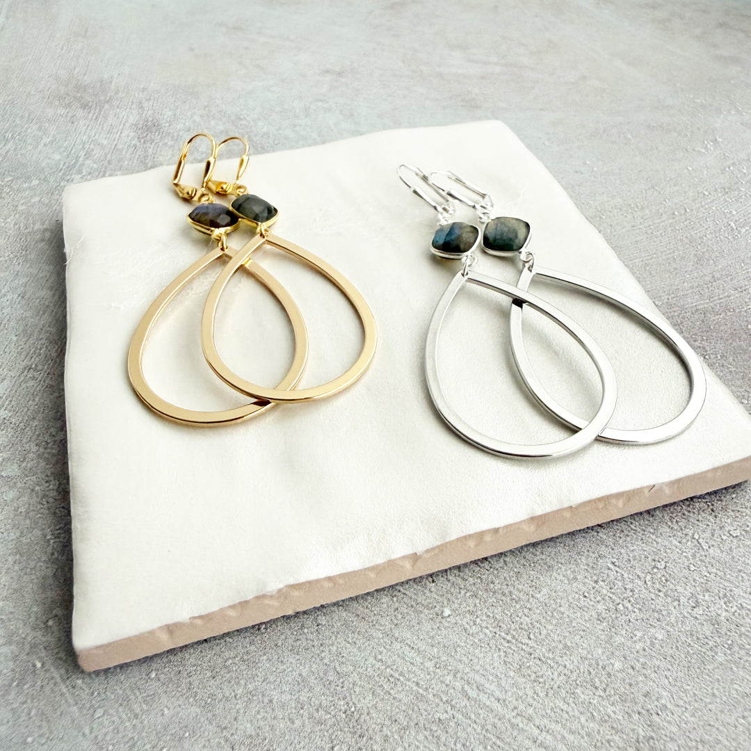 Labradorite Teardrop Statement Earrings