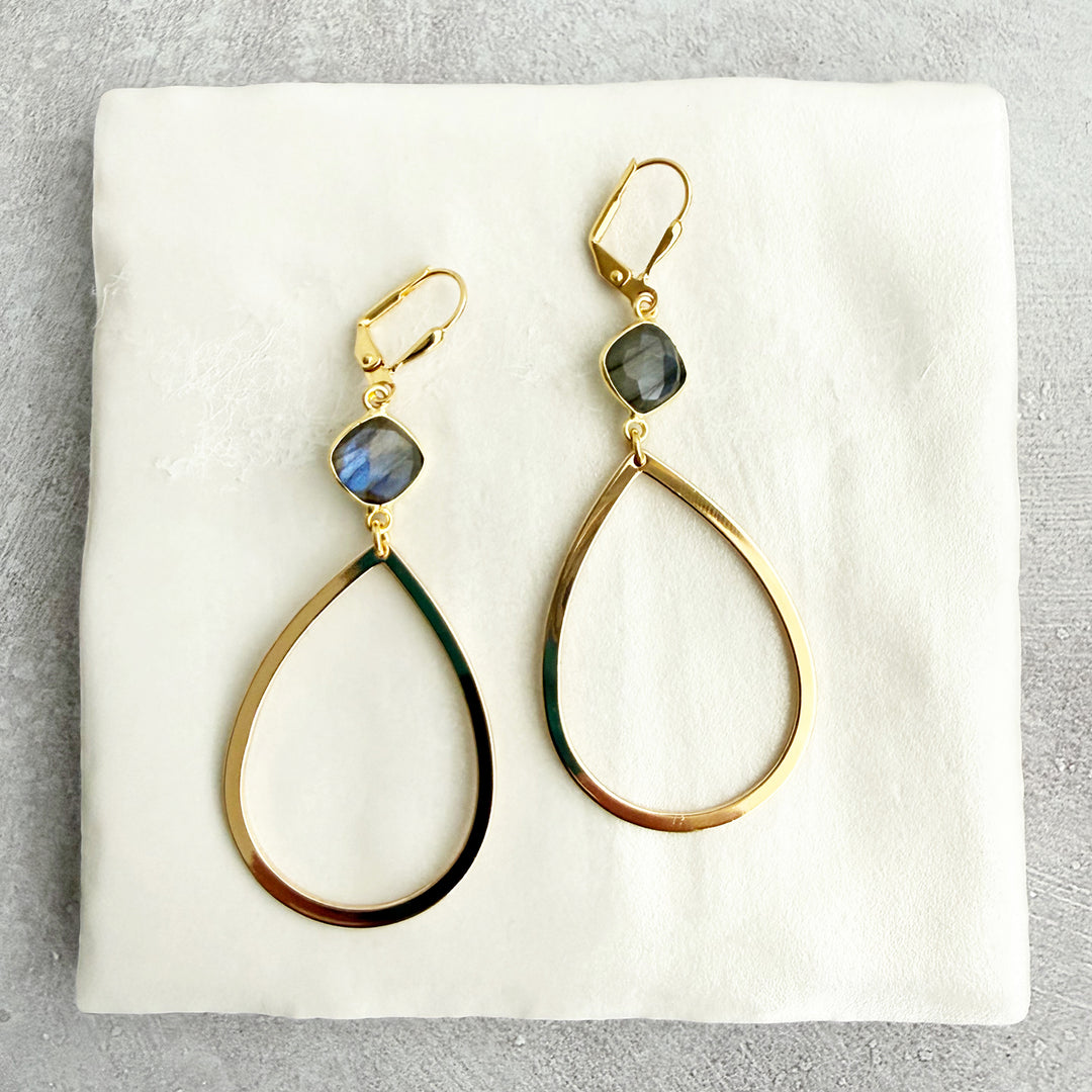 Labradorite Teardrop Statement Earrings