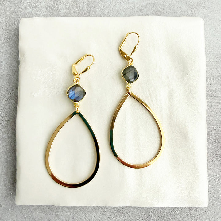 Labradorite Teardrop Statement Earrings
