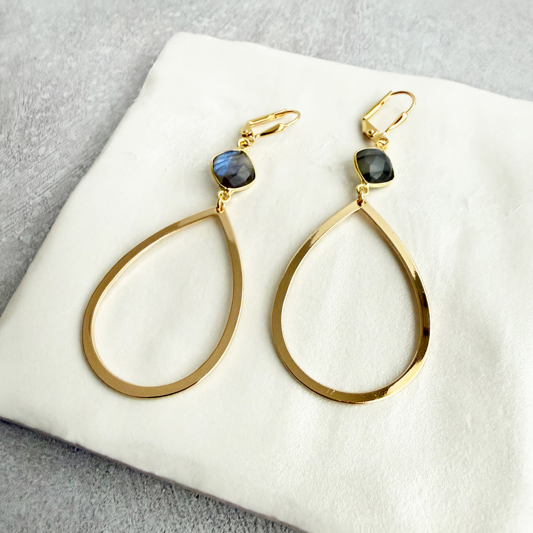 Labradorite Teardrop Statement Earrings
